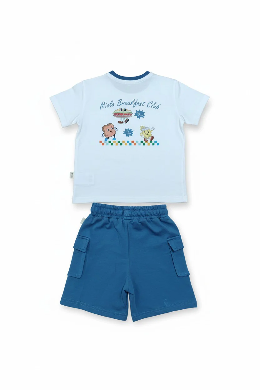 Mielakids-Cartoon Baskılı Oversize Tişört ve Şort Takım