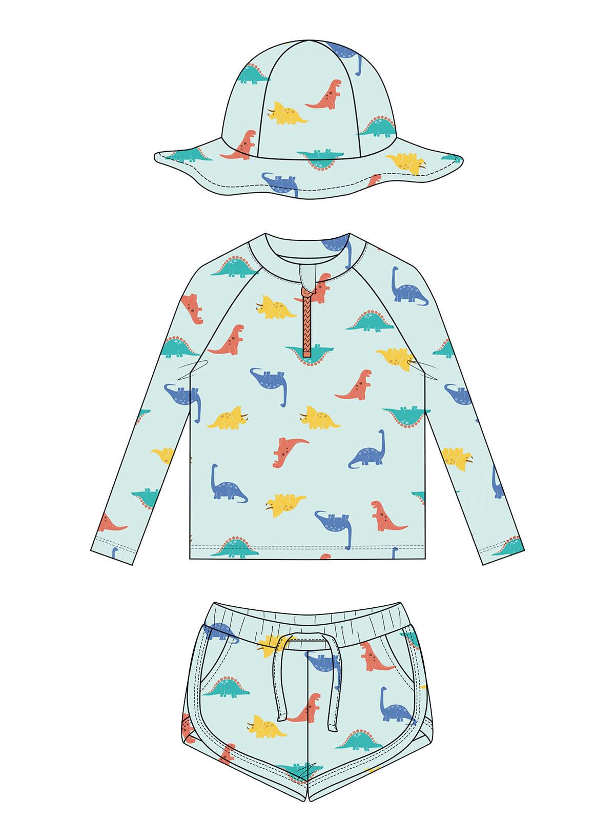 Mielakids Uzun Kollu Mayo Set-Dinoland-Mint