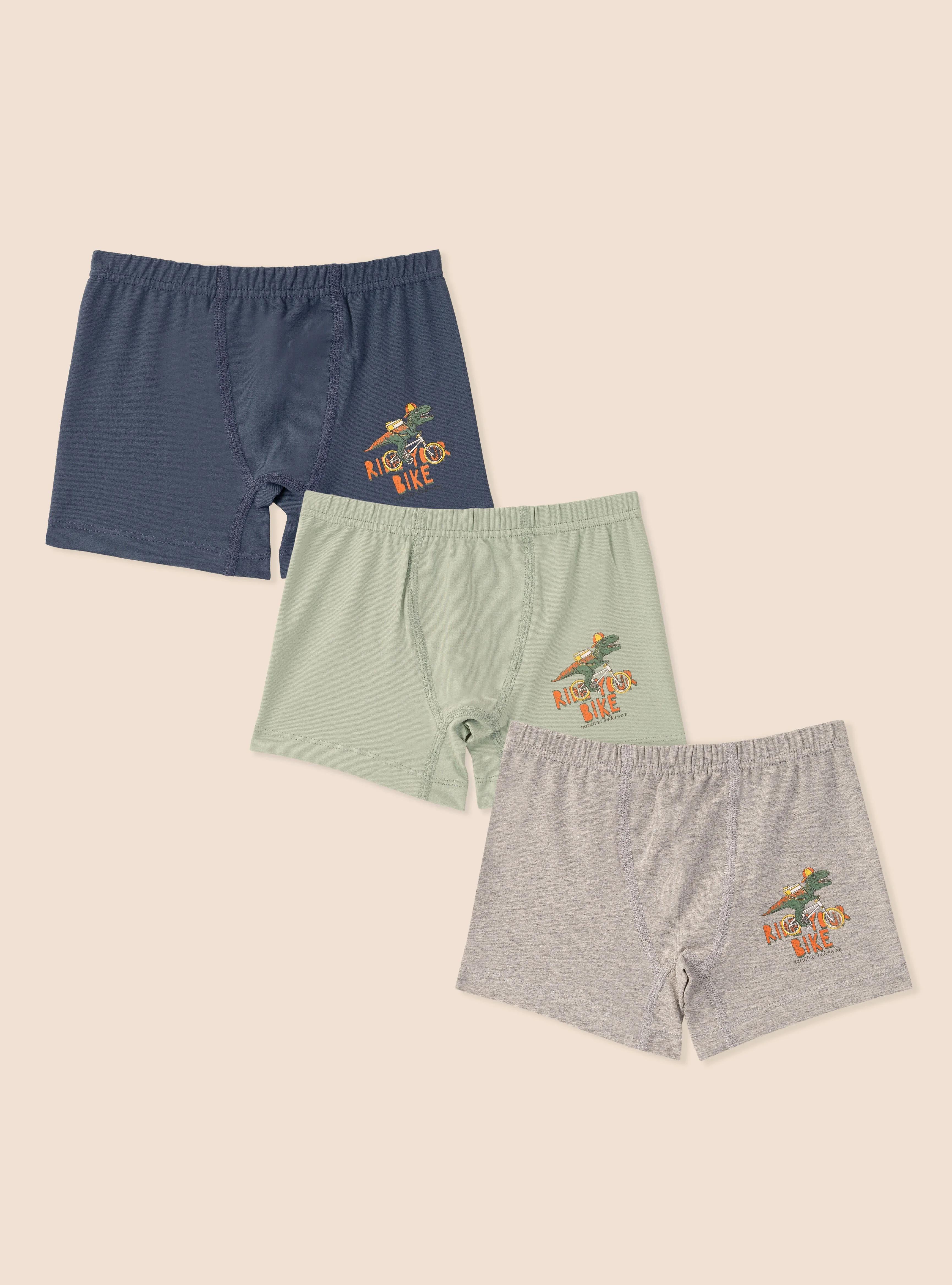 Natuline-Erkek Çocuk Dinozor Bike Likralı Boxer-3'lü