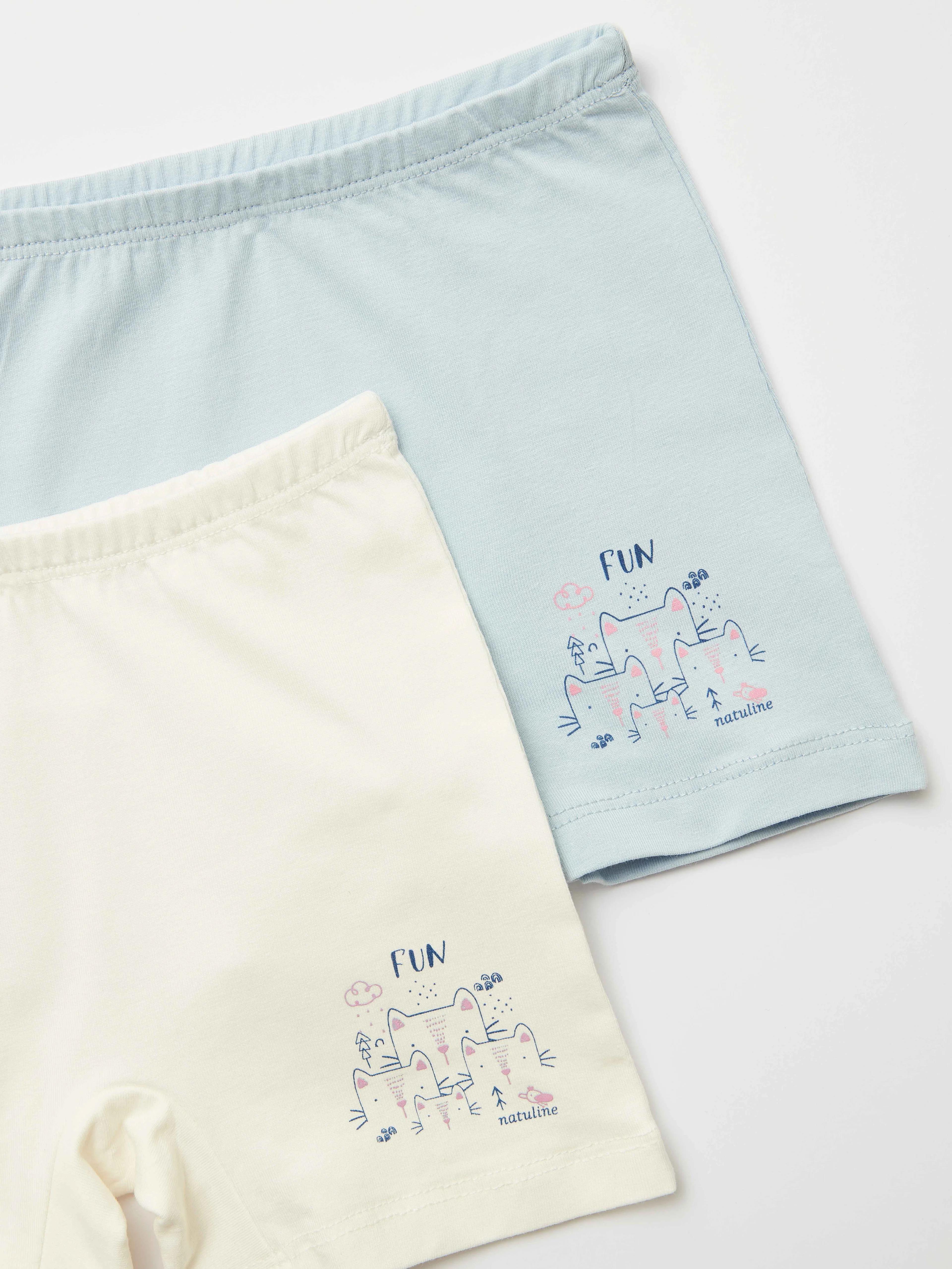 Natuline-Kız Çocuk Fun Cat Likralı Boxer-2'li