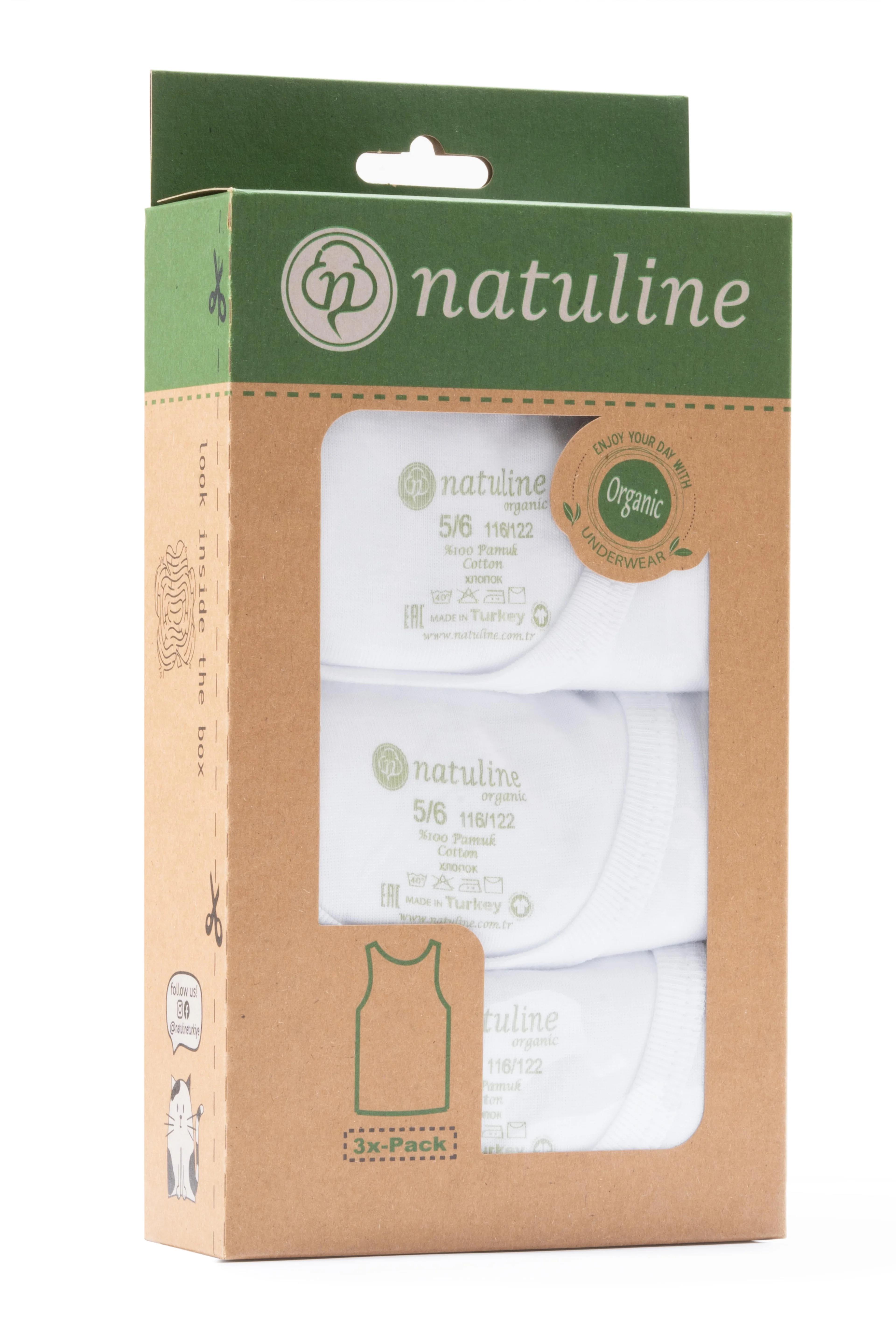 Natuline-Kız Çocuk Organik Pamuk Ribana İp Askılı Atlet-3'lü Paket