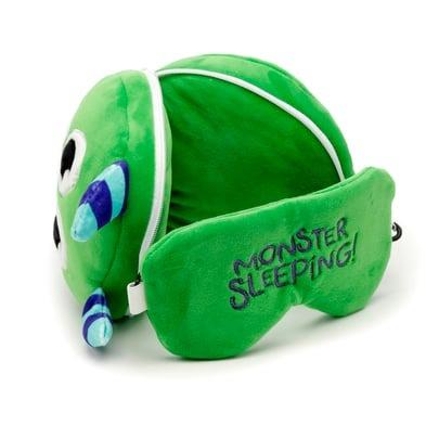 Relaxeazzz Seyahat Yastığı ve Göz Maskesi-Green Monstarz Monster Plush