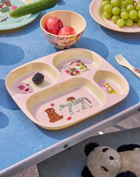 Rice-  Melamin Çocuk Yemek Seti-Pembe Vahşi Yaşam