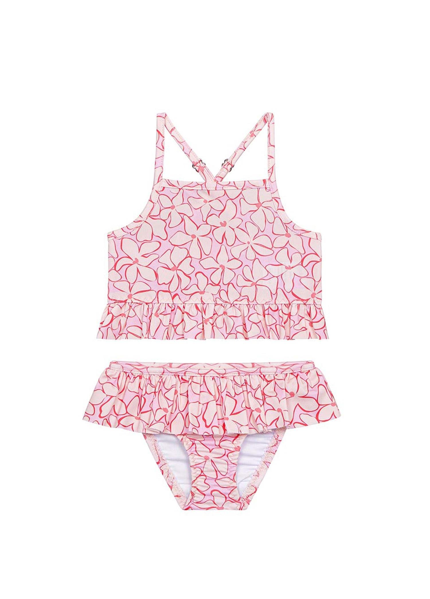 Sandmother-Lilac Blossoms UV Korumalı Fırfırlı Kız Çocuk Bikini Takımı