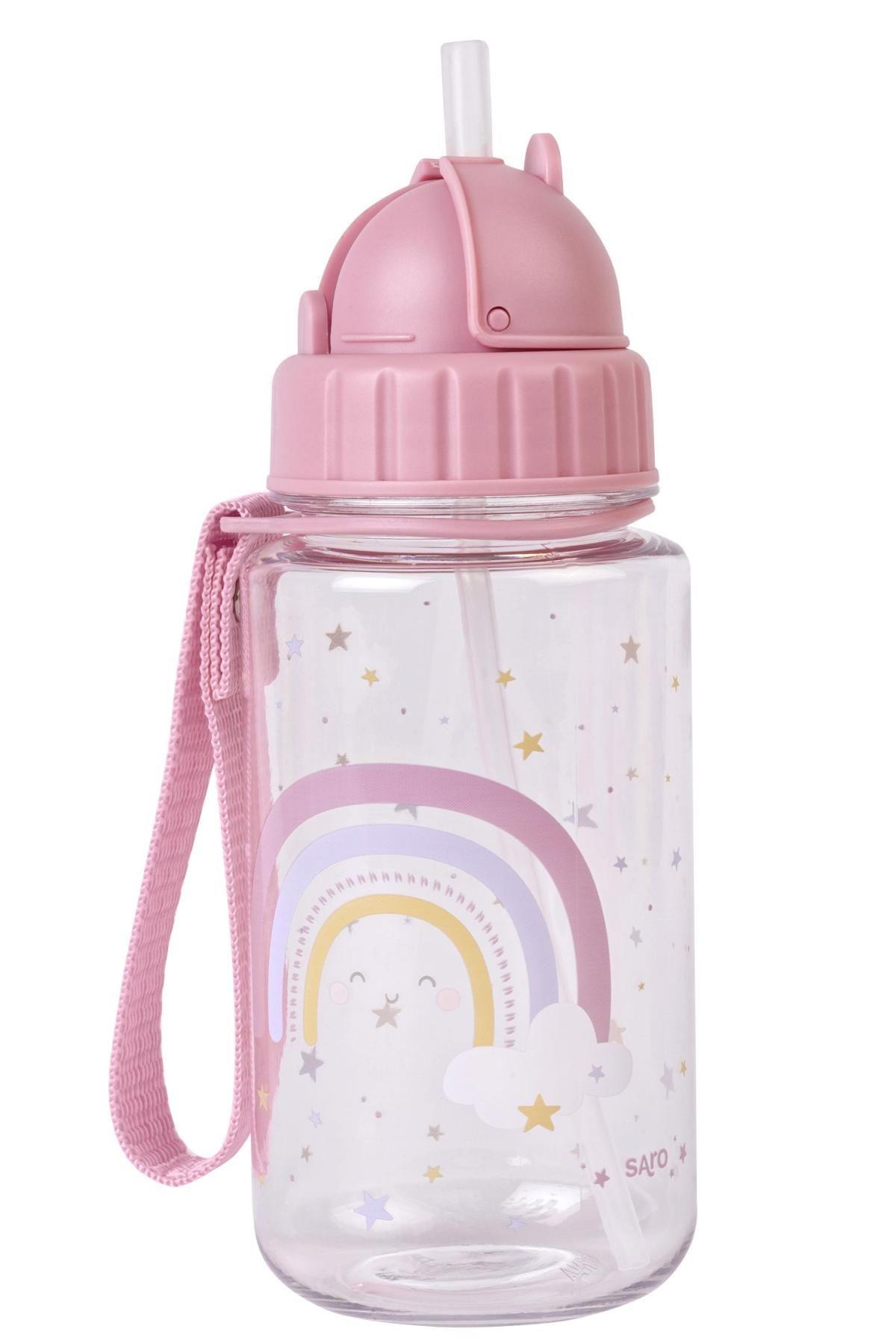 Saro Askılı Pipeti Matara 450 ml-Rainbow
