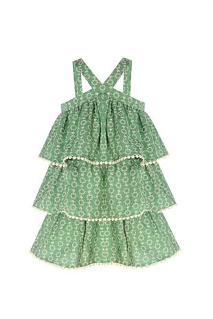 Bleu Lapin-Green Ruffle Dress