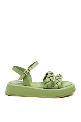 Yeşil Hakiki Deri Sandalet - OLIVE
