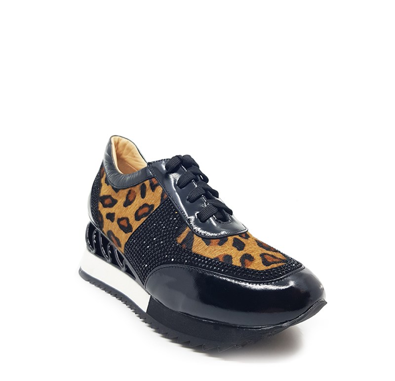 ANTOIN Siyah Rugan Leopar Desenli Spor Ayakkabı- TrendyTopuk