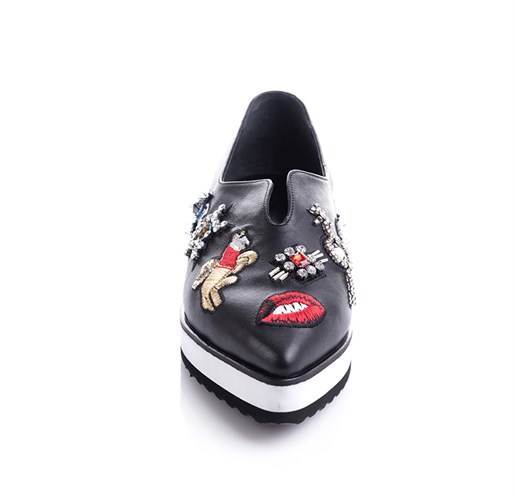 Nakış İşlemeli Siyah Sneakers - LISA