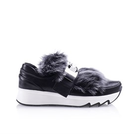 Siyah Kürklü Spor Ayakkabı - ABIGAIL