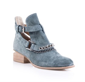 Yeşil Hakiki Deri Cut-Out Bootie - CARIS