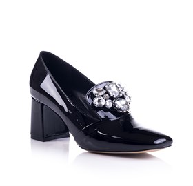 Siyah Rugan Topuklu Ayakkabı- Lavita 