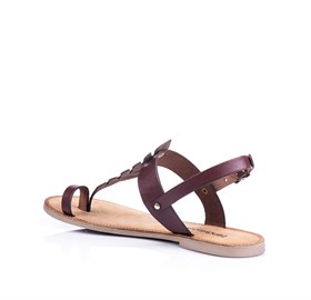 Kahverengi Gerçek Deri Sandalet - ABELA