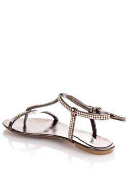 Bronz Taşlı Sandalet - Yumi