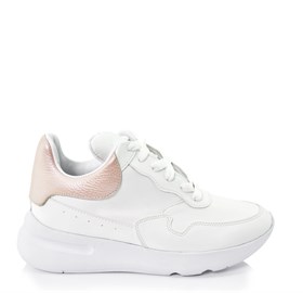 Beyaz Pudra Gerçek Deri Sneaker - ALEX