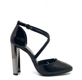 Siyah  Rugan Topuklu Ayakkabı  - CANDY