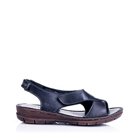 Siyah Comfort Gerçek Deri Sandalet - NINA