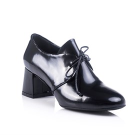 Siyah Deri Topuklu Ayakkabı - MATILDA 