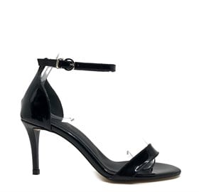 Siyah Rugan Deri Tek Bant Topuklu Ayakkabı - ORSA