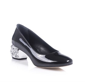 Siyah Rugan Topuklu Ayakkabı - AVRI