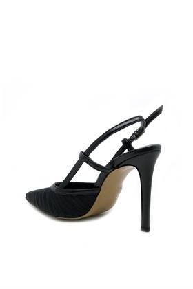 Siyah Saten Arkası Açık Stiletto - EVERLY
