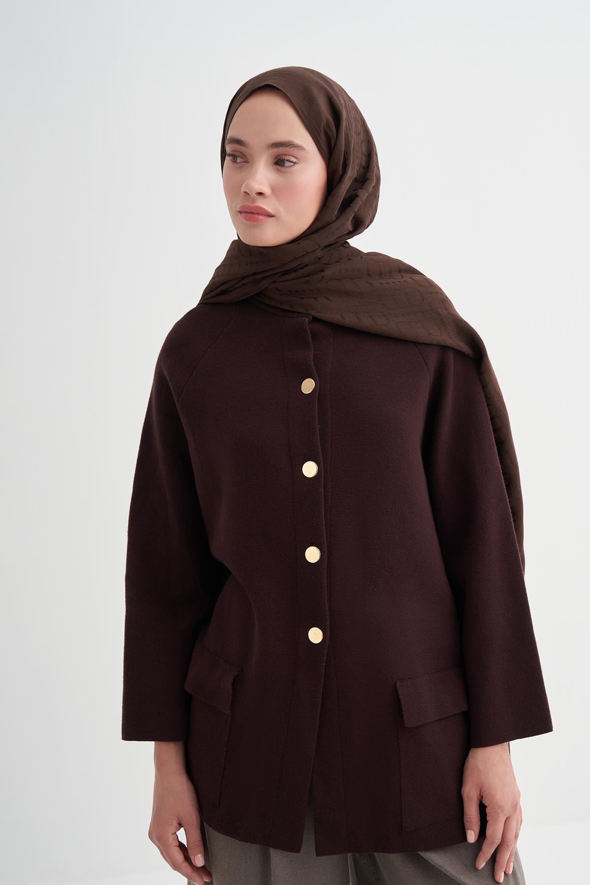 Luxe Desen Liora Pamuk Şal Acı Kahve