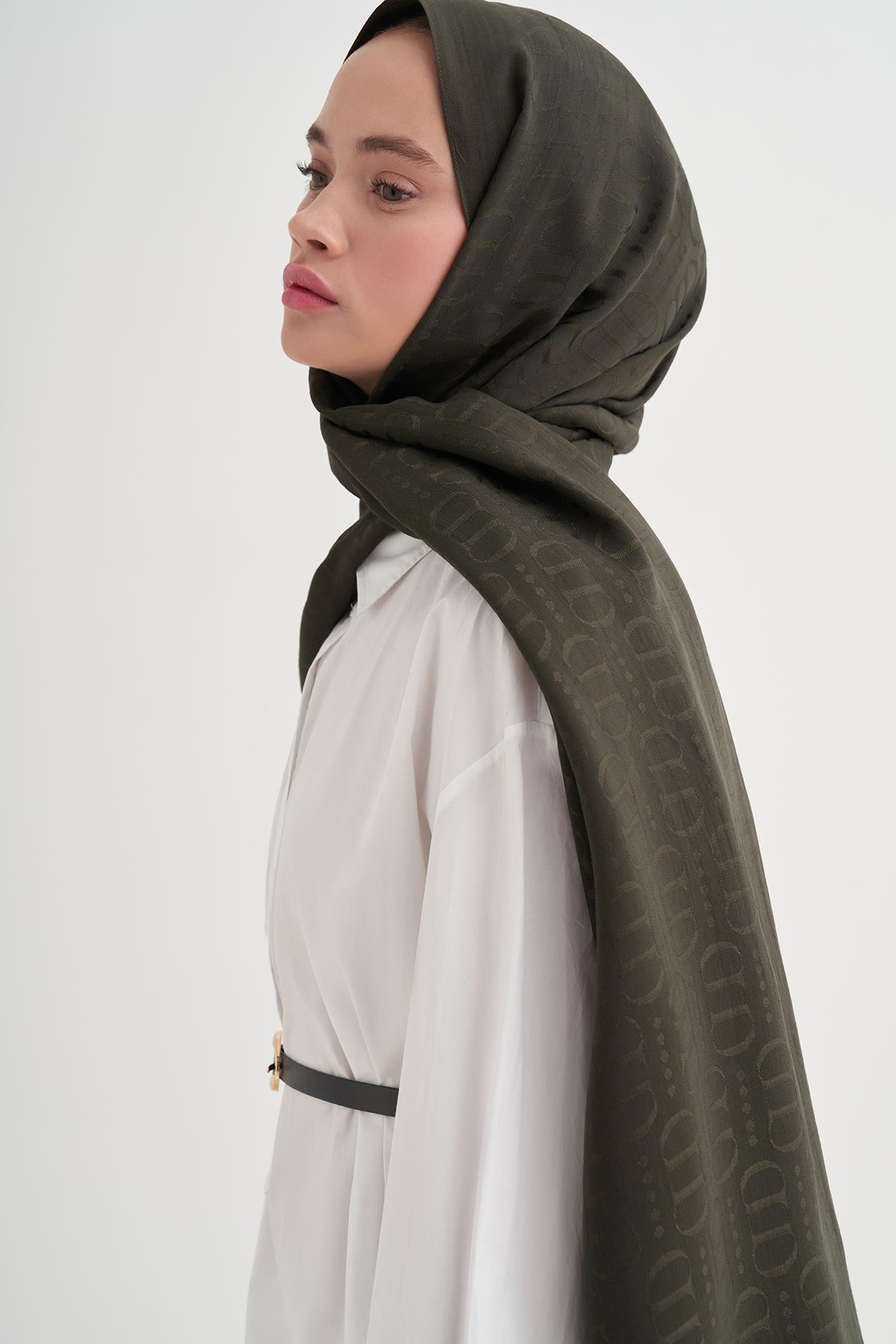 Luxe Desen Liora Pamuk Şal Haki