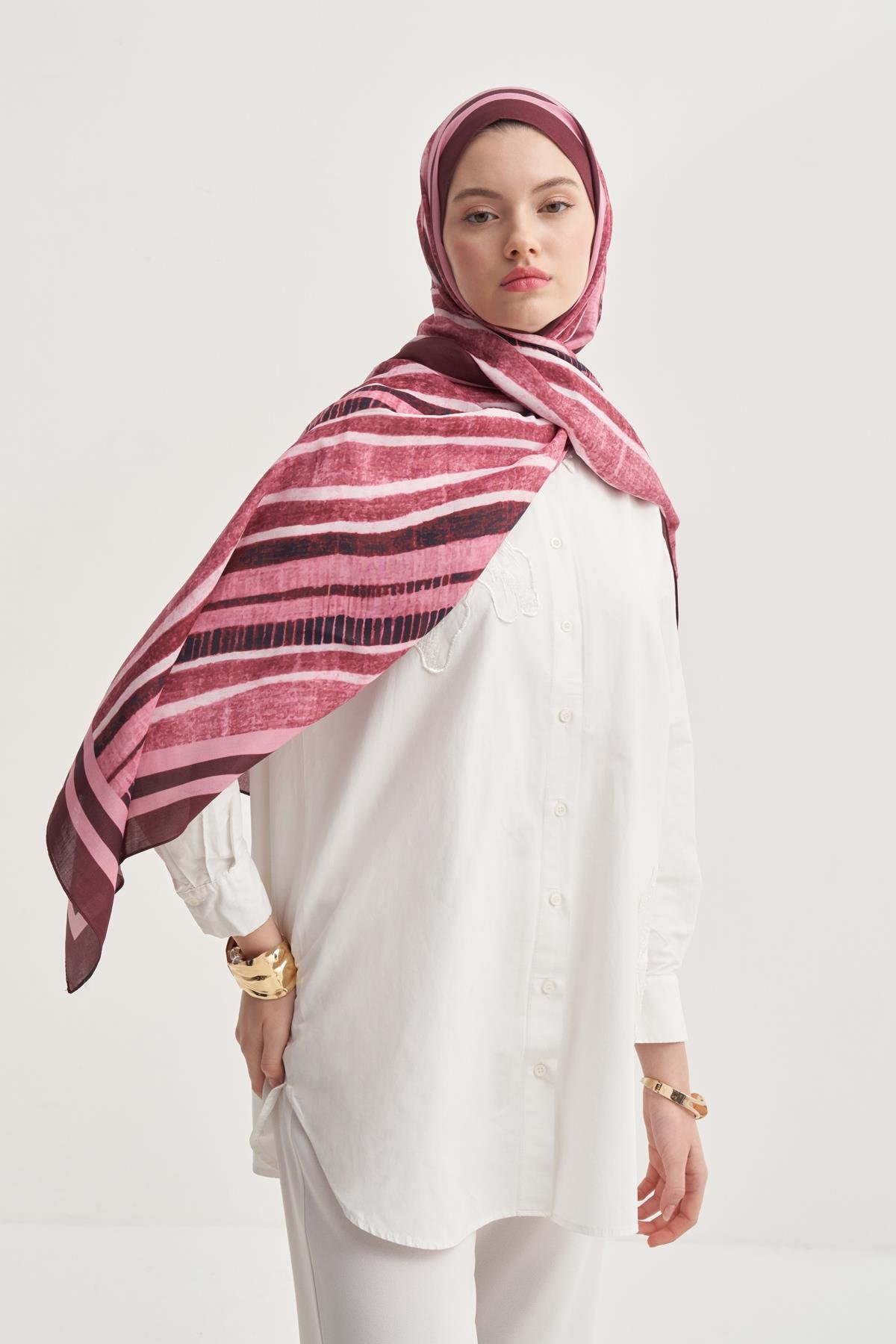 Arden Vela Floş Şal Mürdüm