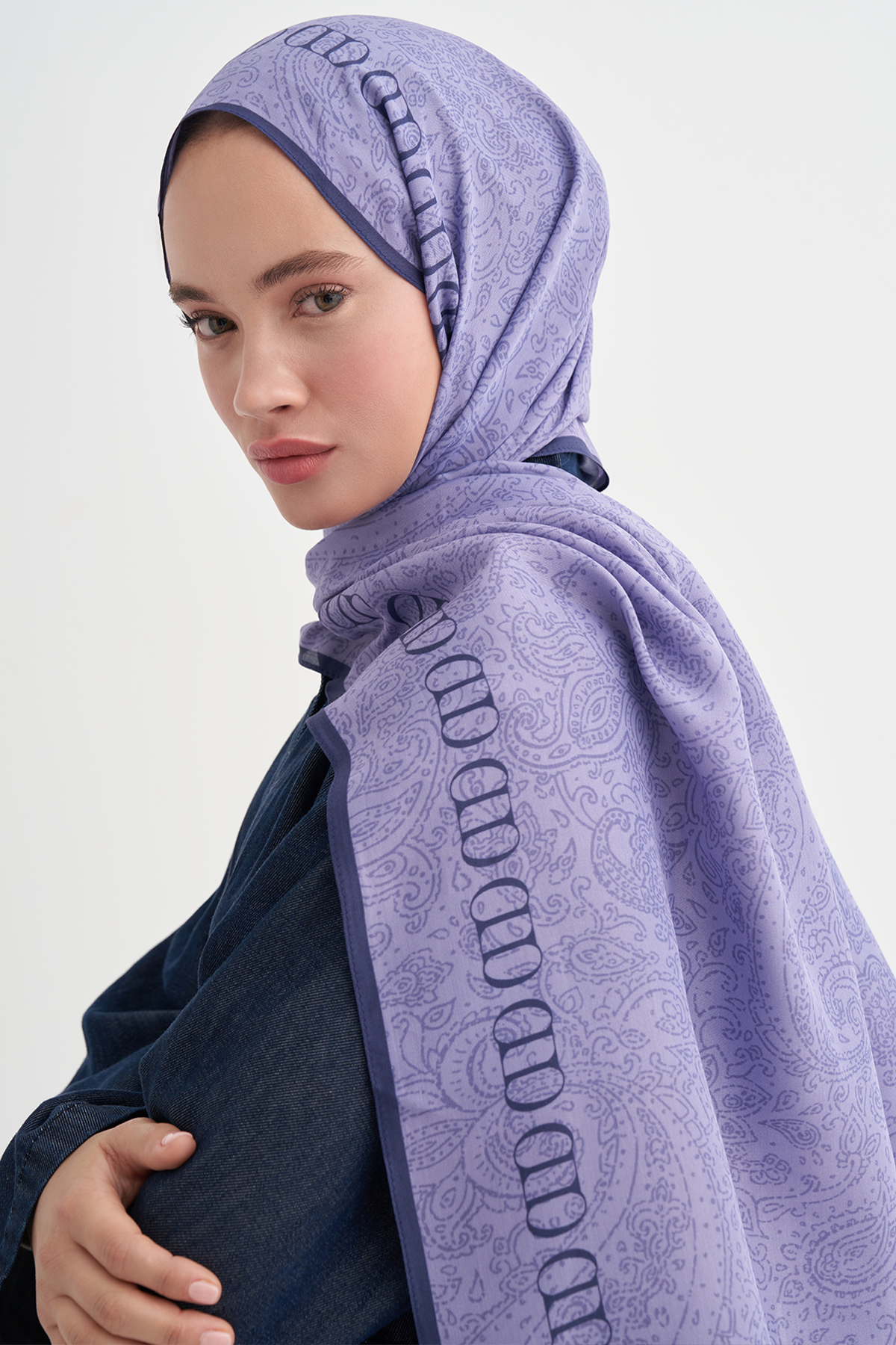 Elenora Monogram Floş Şal Lila