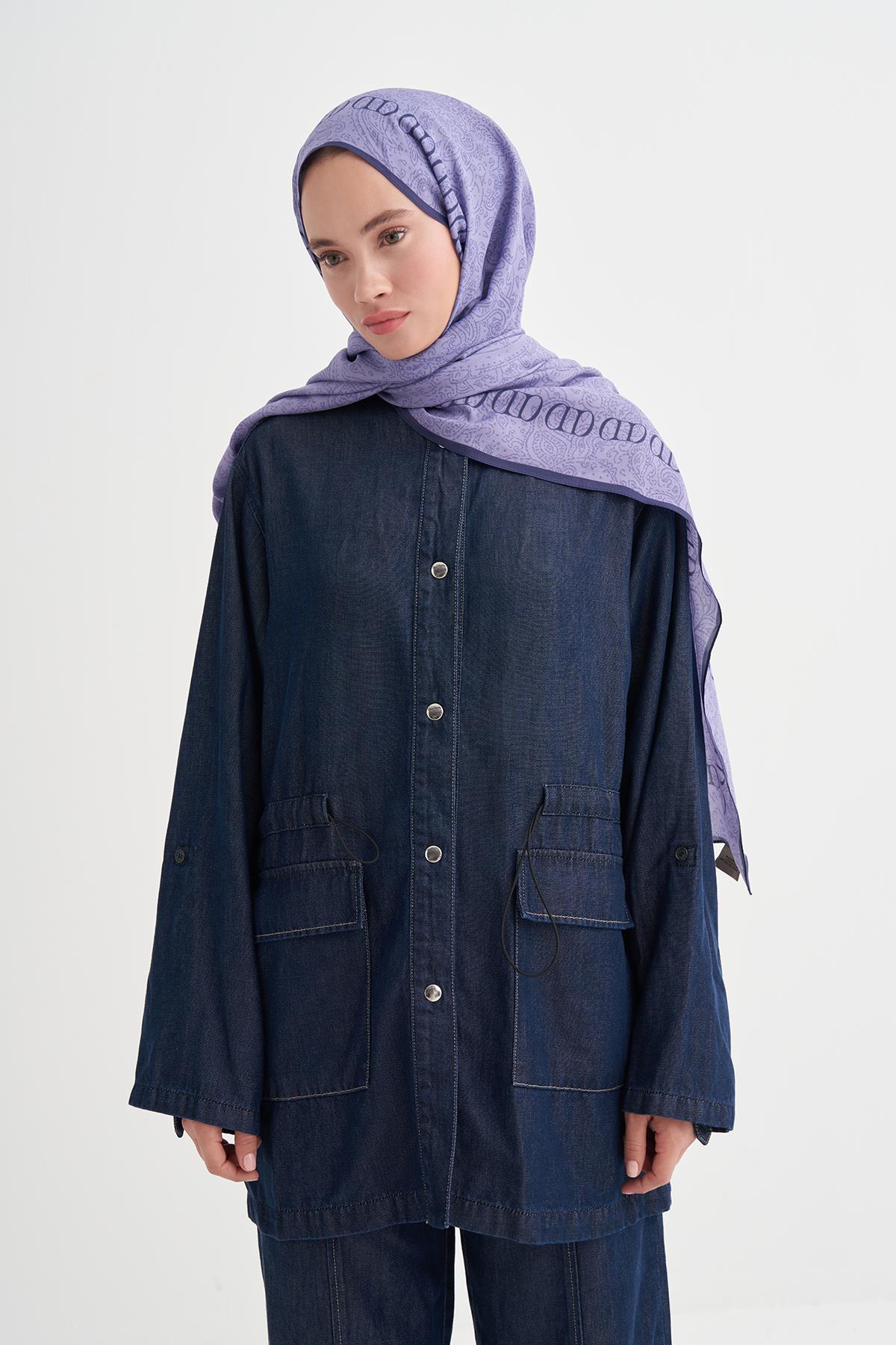 Elenora Monogram Floş Şal Lila