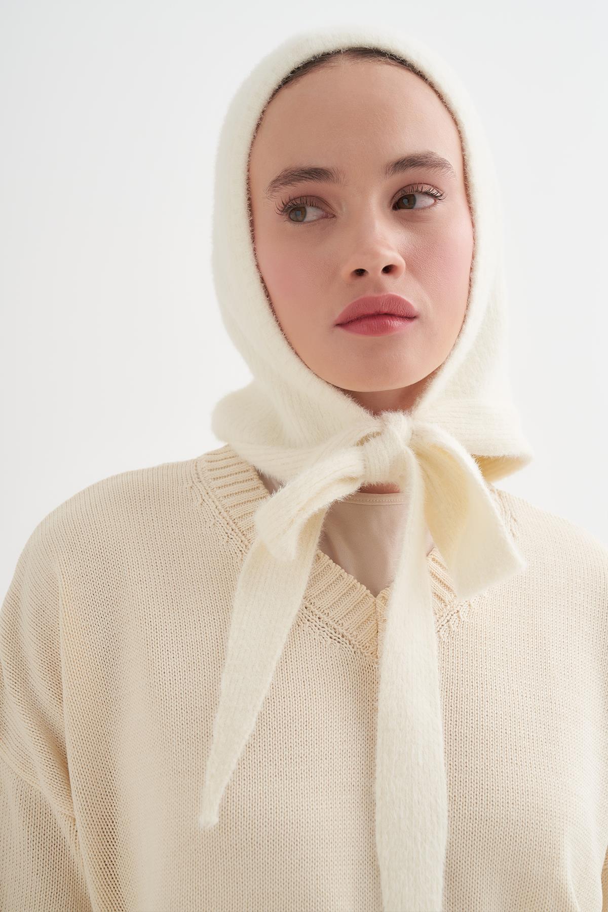 Knit Balaclava Bere Başlık İnci