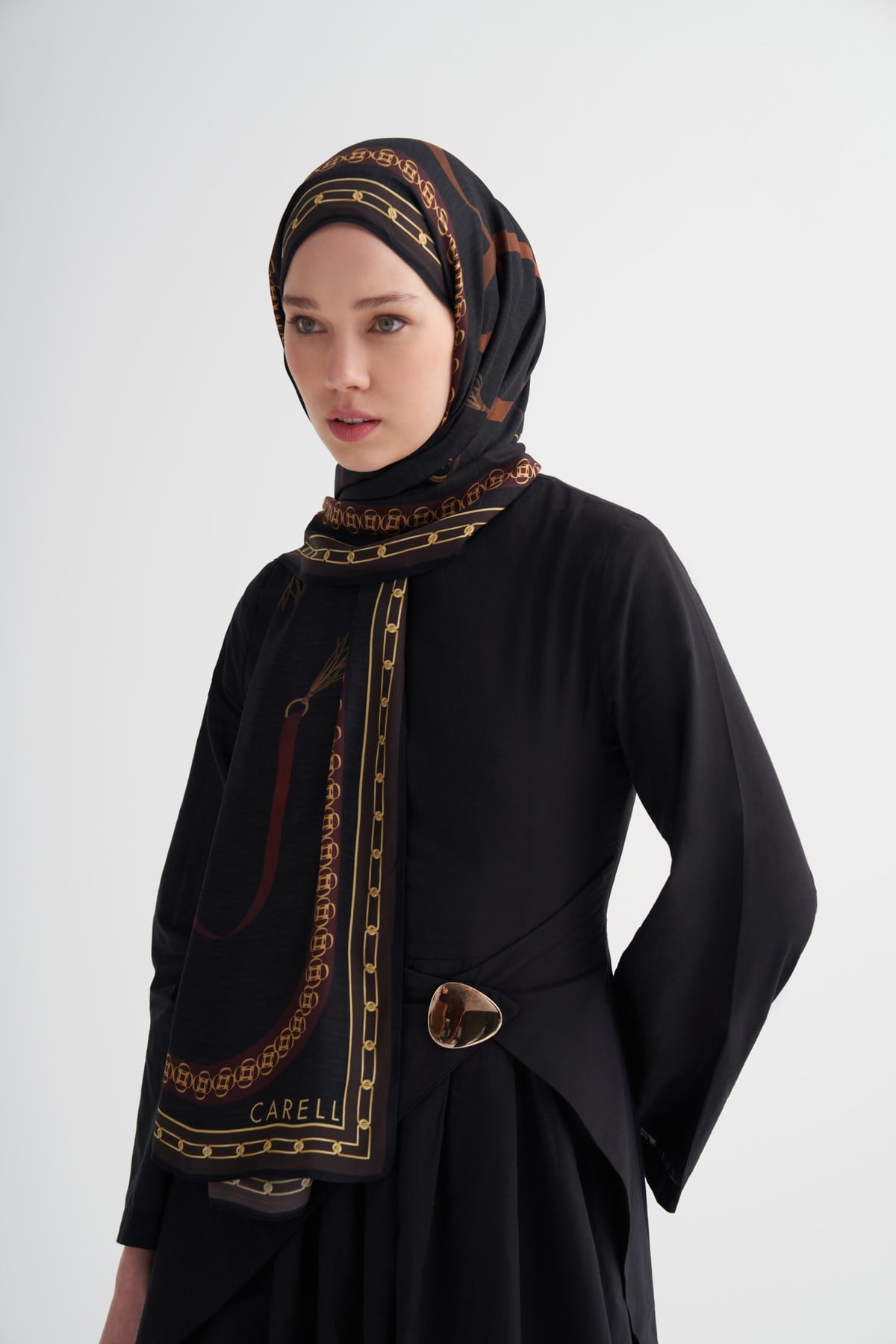 Alvena İncira Viskon Şal Siyah