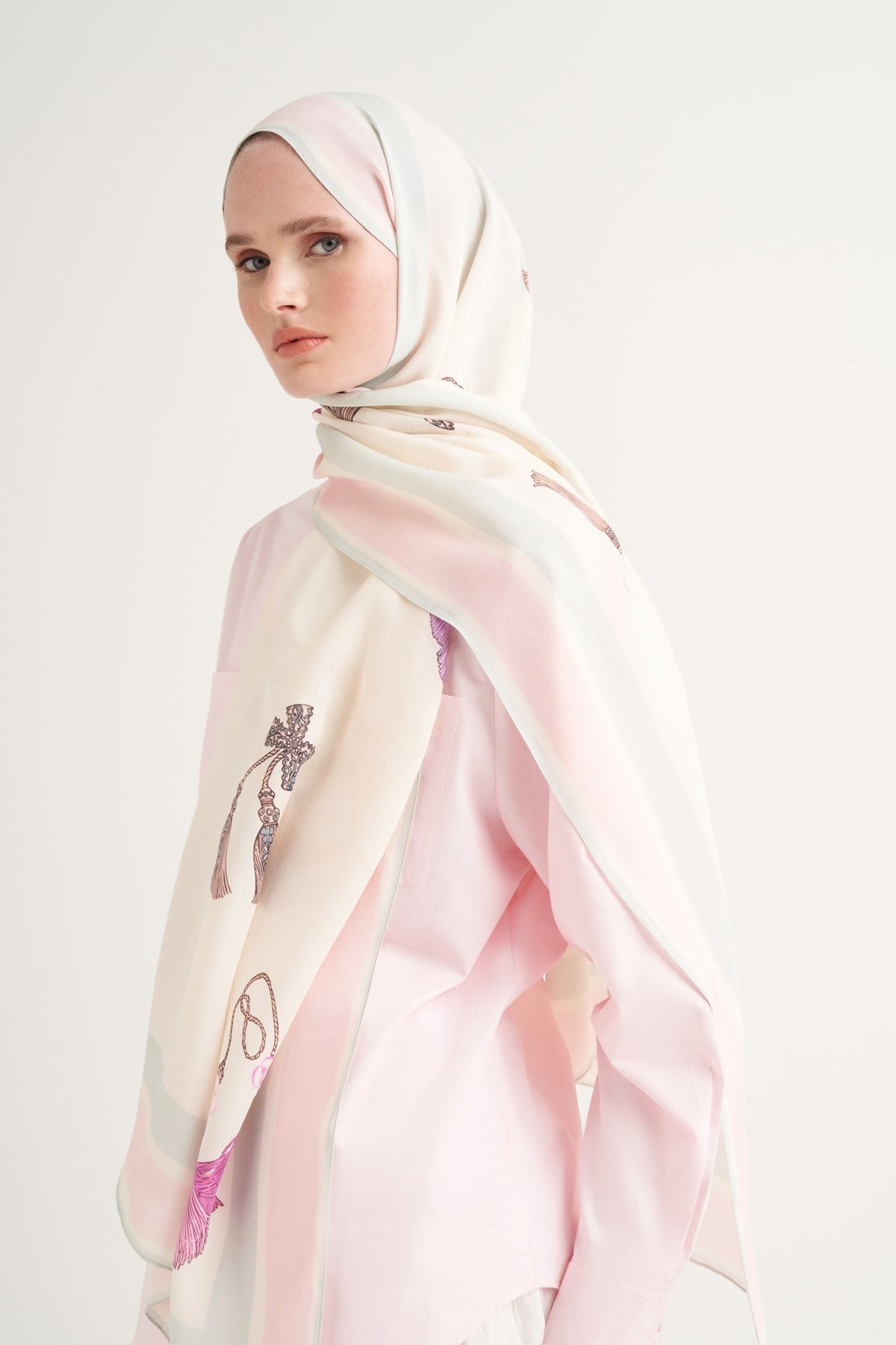 Tassel Floş Şal Ekru