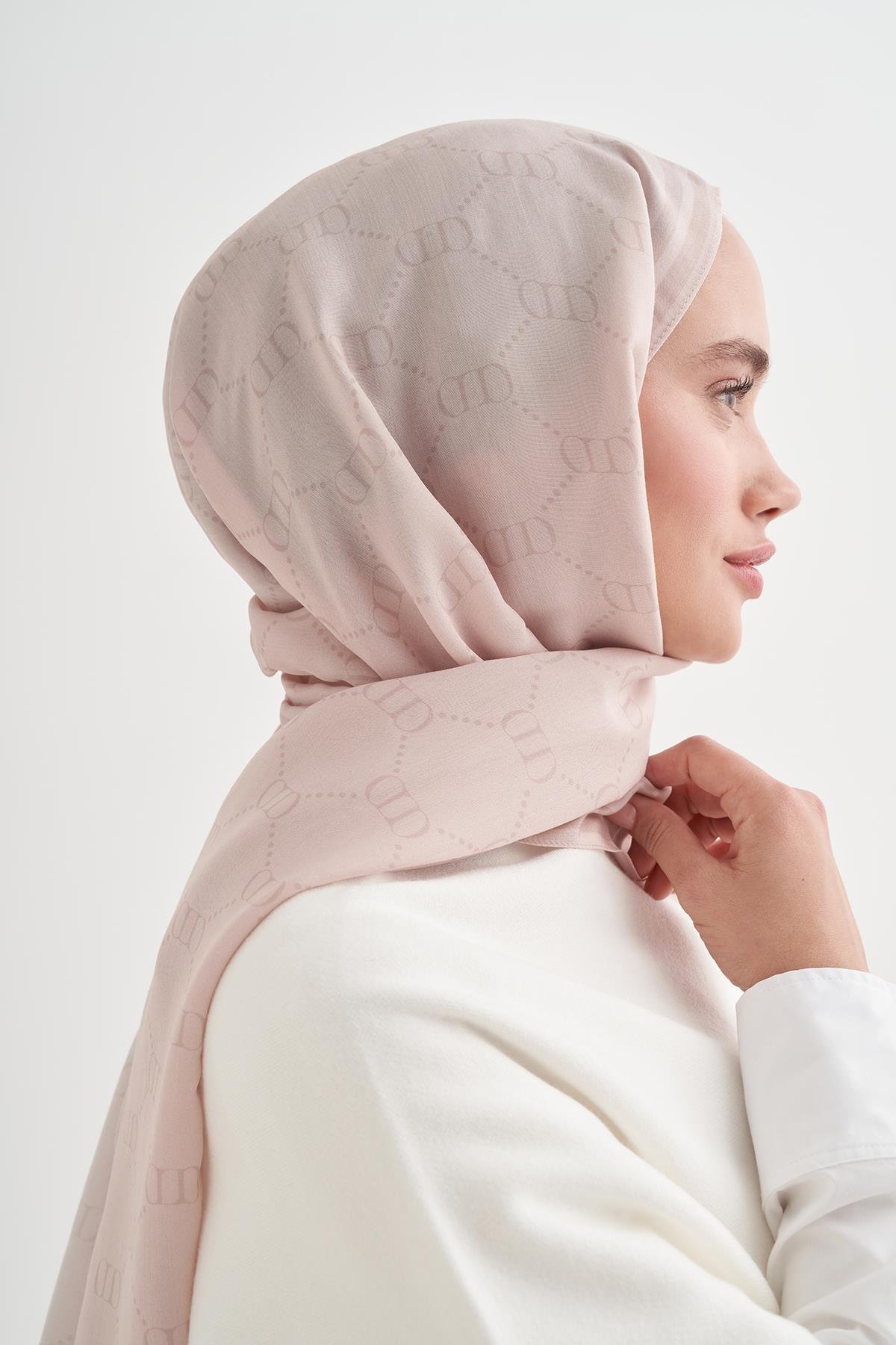 Grace Monogram Floş Şal Krem