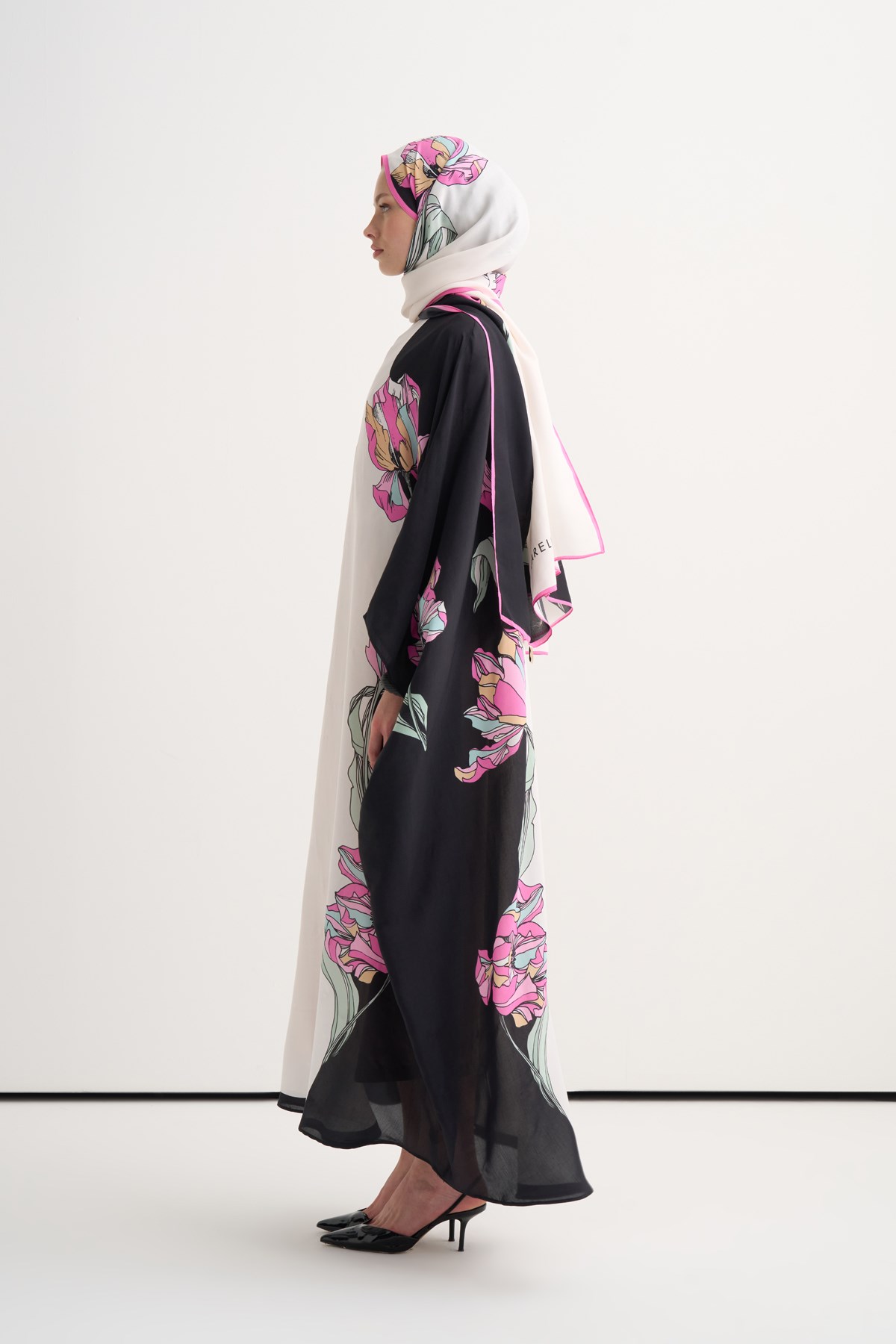 Mirelle Floş Kaftan Siyah