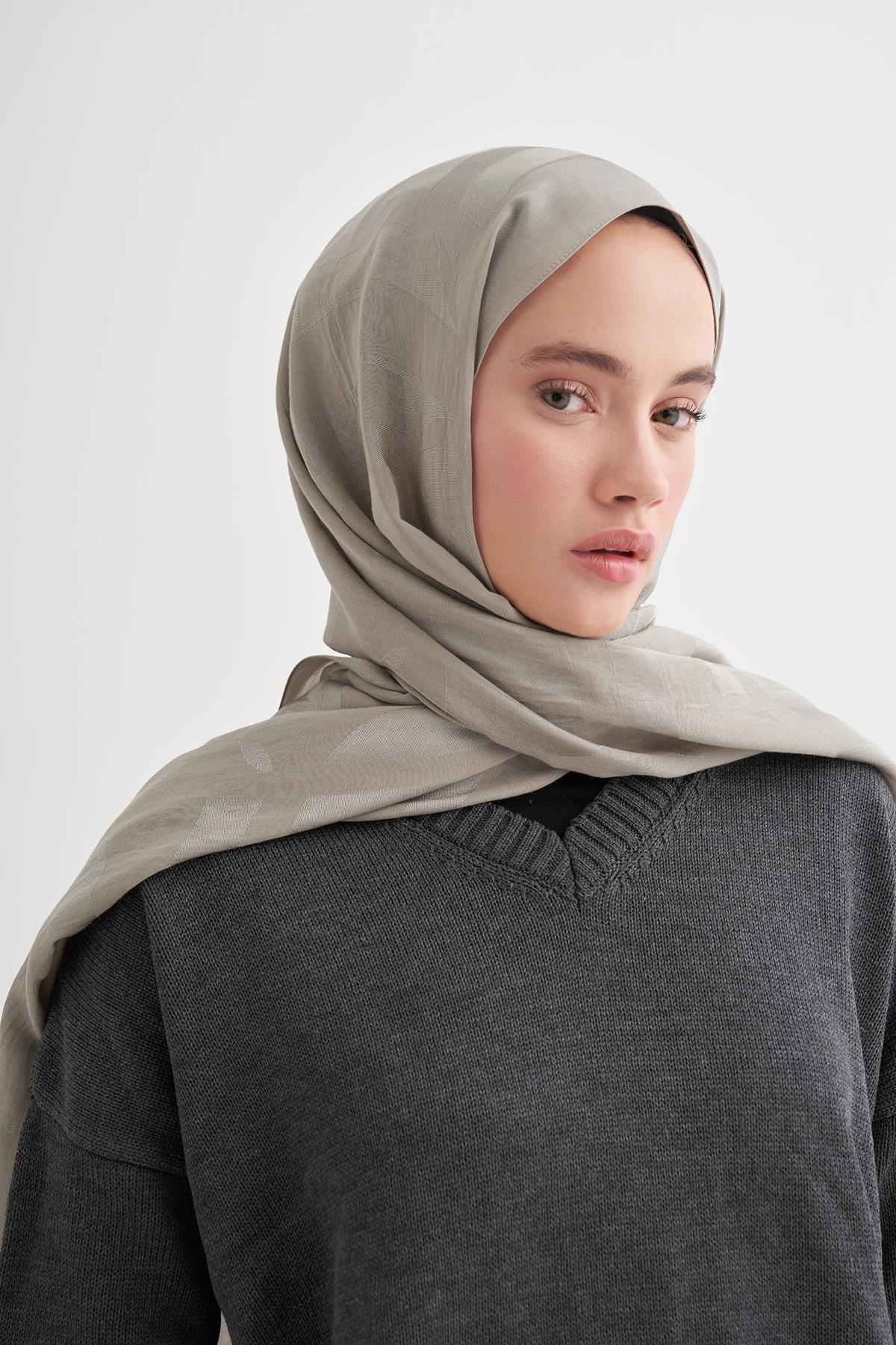 Geometrik Desen Liora Pamuk Şal Gri