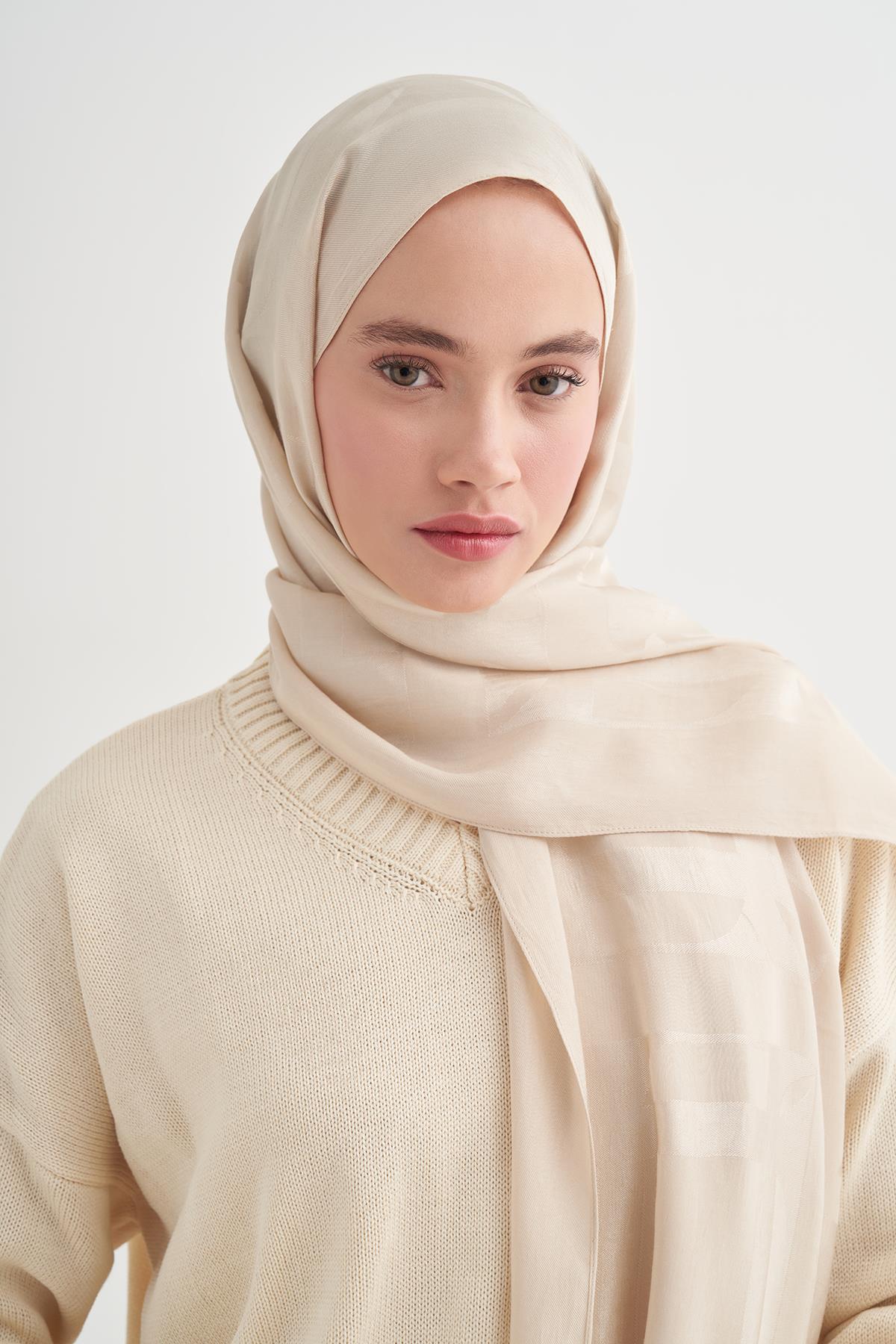 Geometrik Desen Liora Pamuk Şal Bej