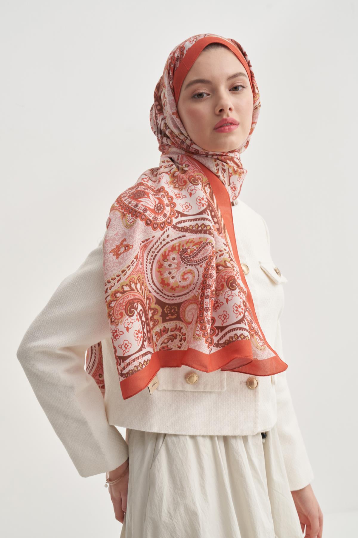 Rosella Mercan Nilla Pamuklu Şal