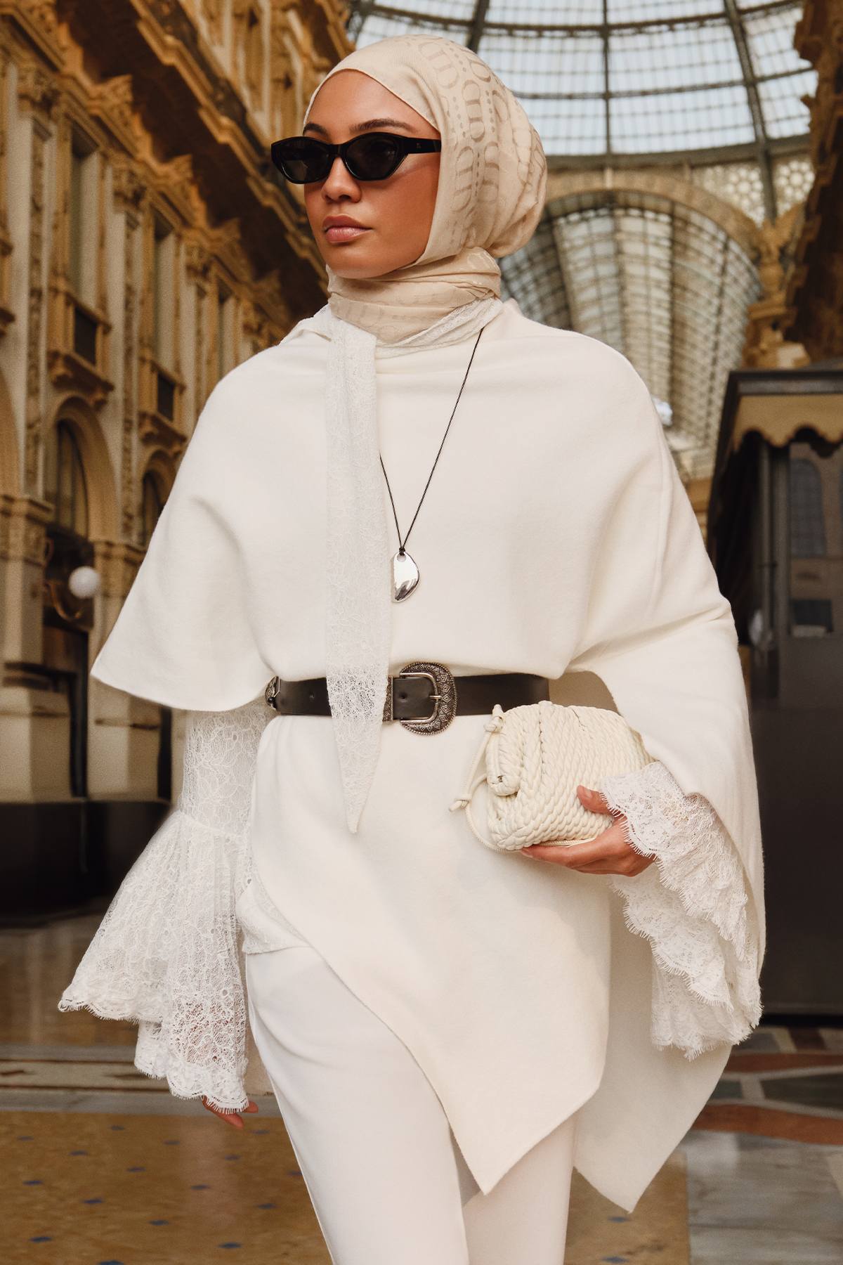 Robe Asimetrik Triko Kap Ekru