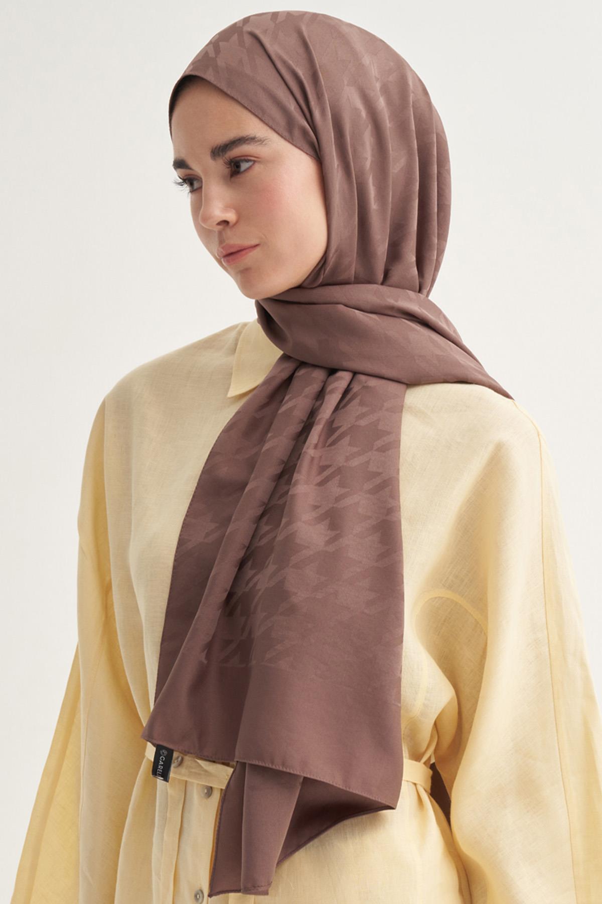 Kazayağı Jakar İtalyan İpekli Şal Soft Kahve