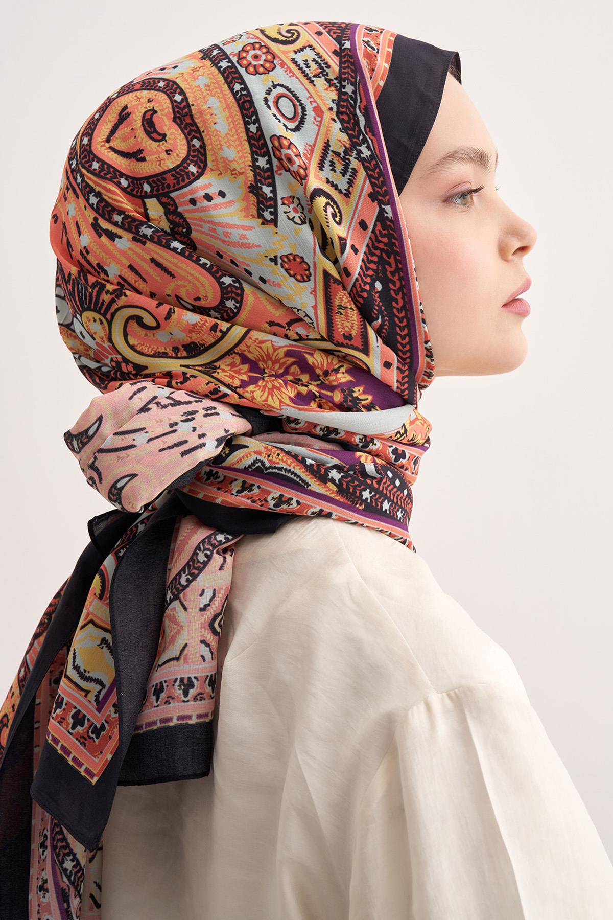 Serenity Lacivert Vela Floş Şal