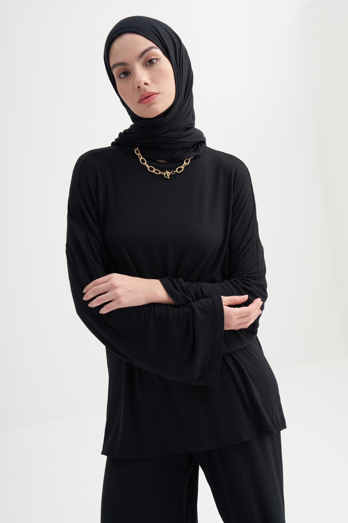 Micro Modal Tunik Siyah