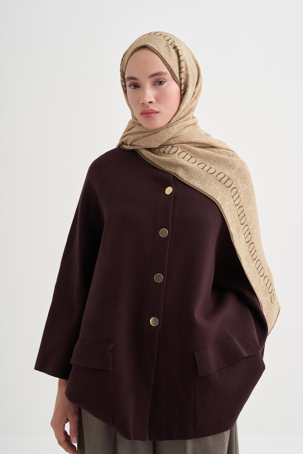 Elenora Monogram Floş Şal Dore