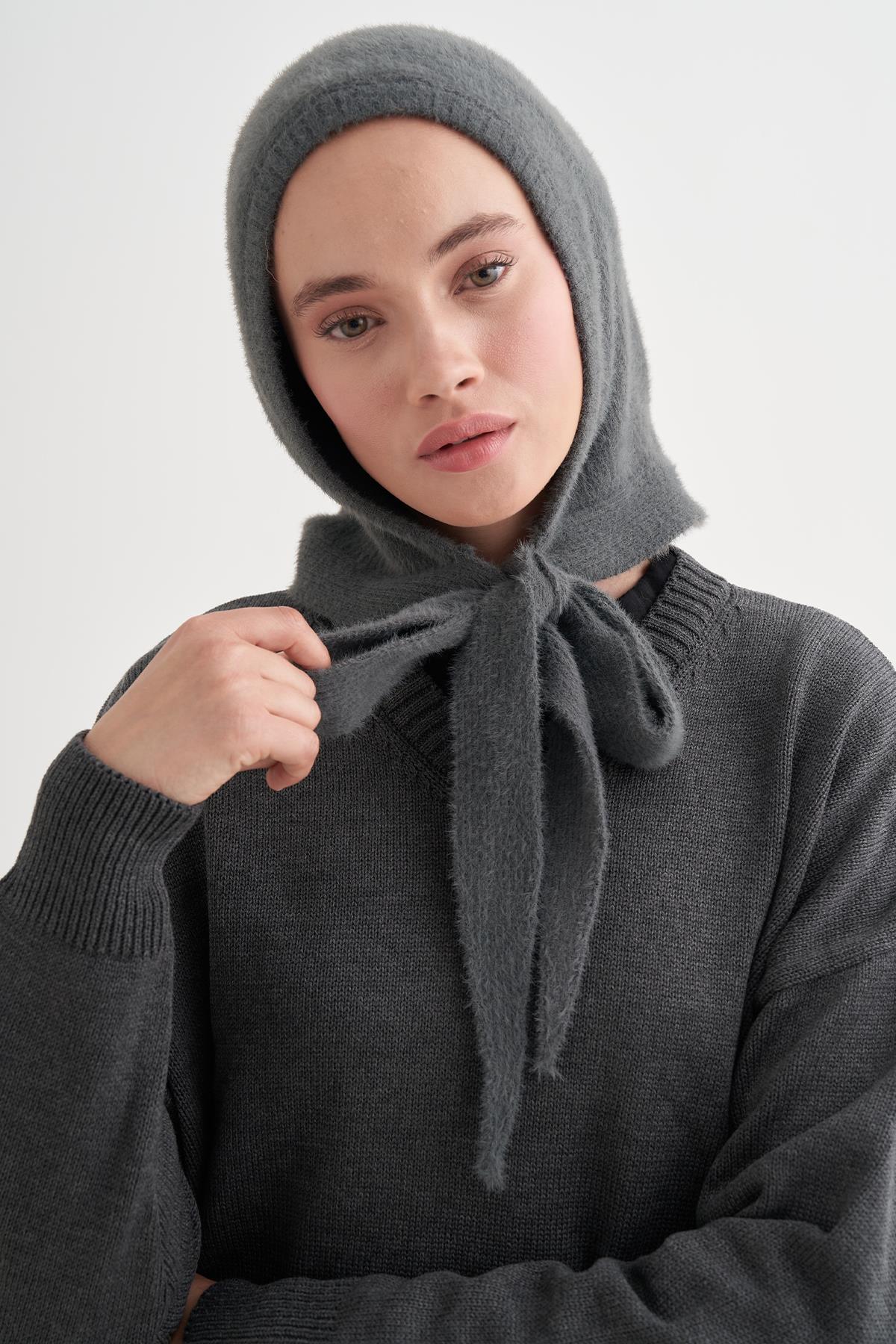 Knit Balaclava Bere Başlık Antrasit