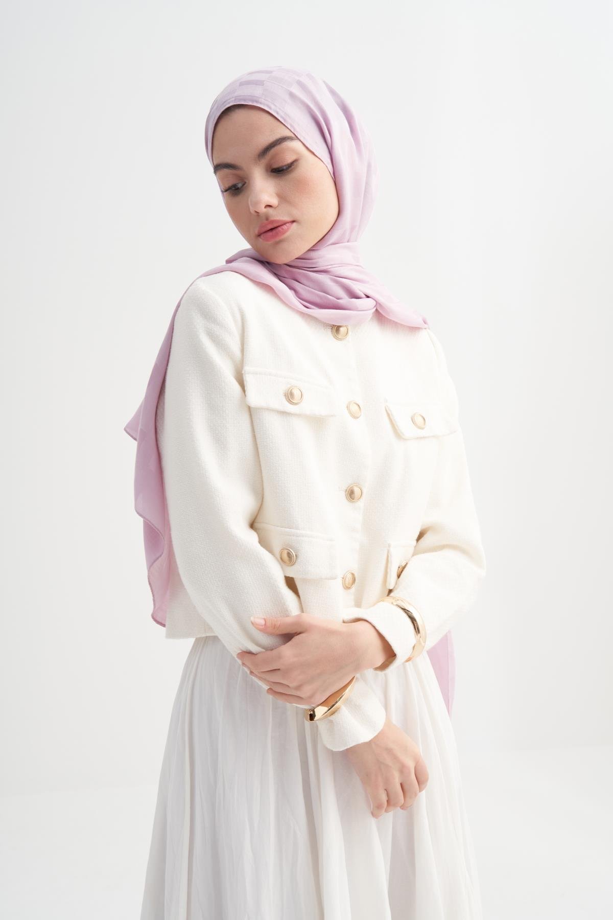 Küpçizgi Jakar İtalyan İpekli Şal Lila