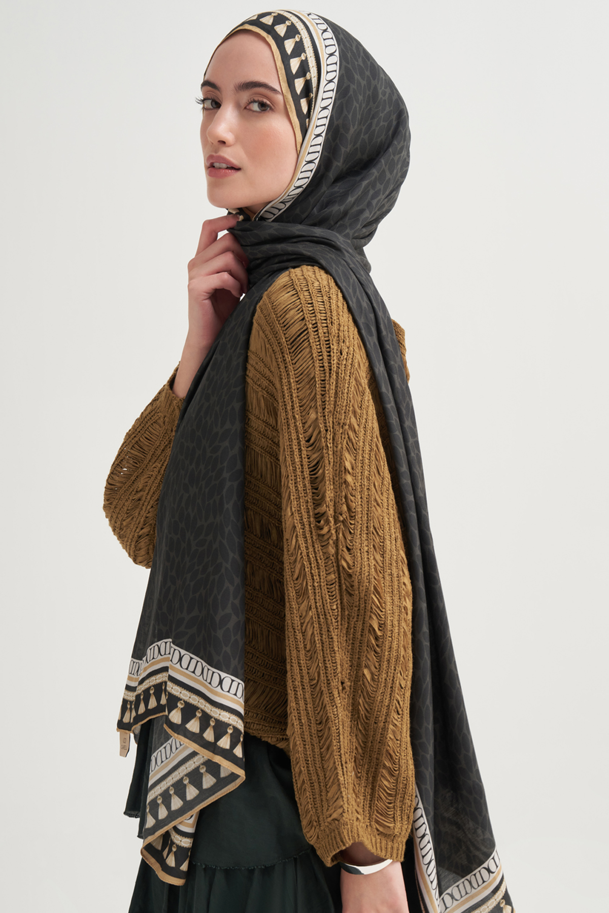 Vera İncira Viskon Şal Haki