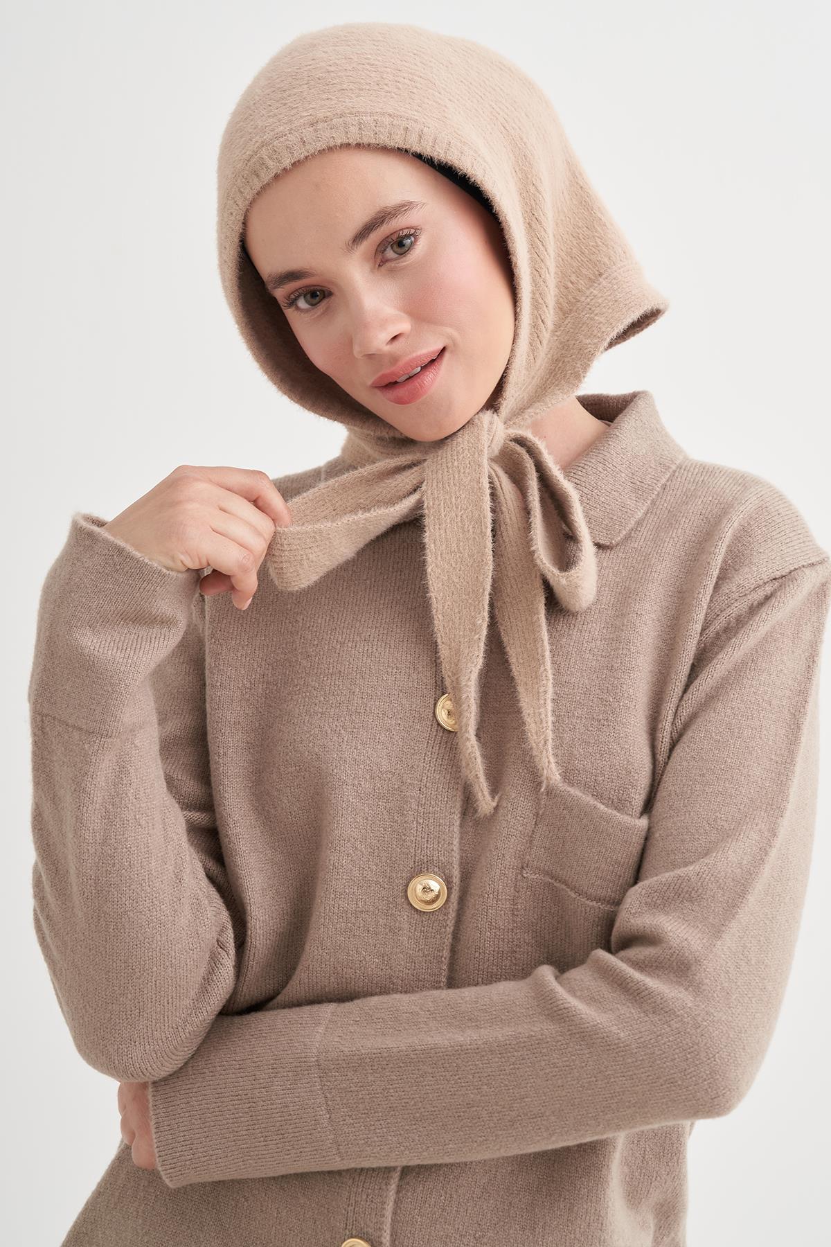 Knit Balaclava Bere Başlık Vizon