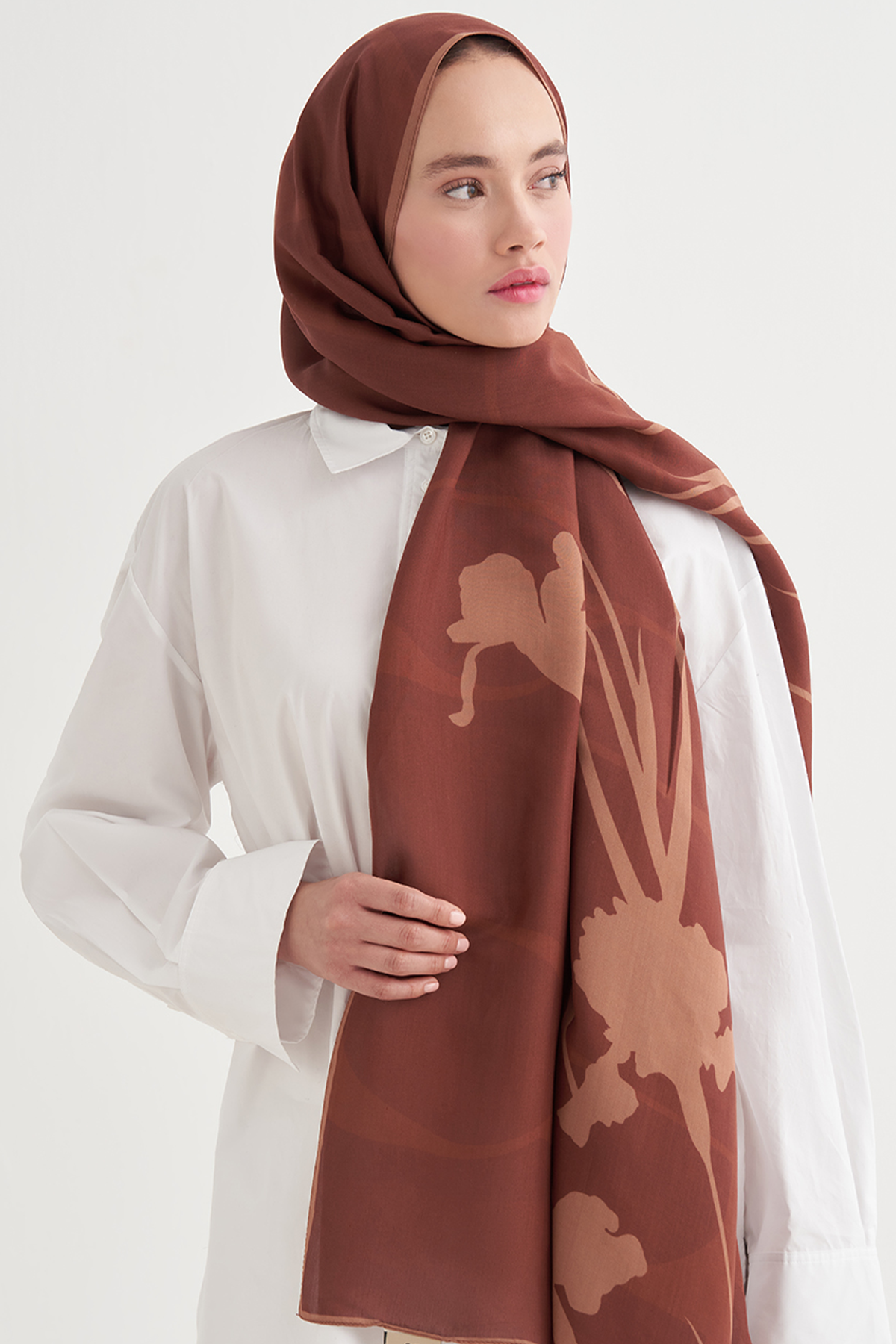 Vera Monogram Floş Şal Taba