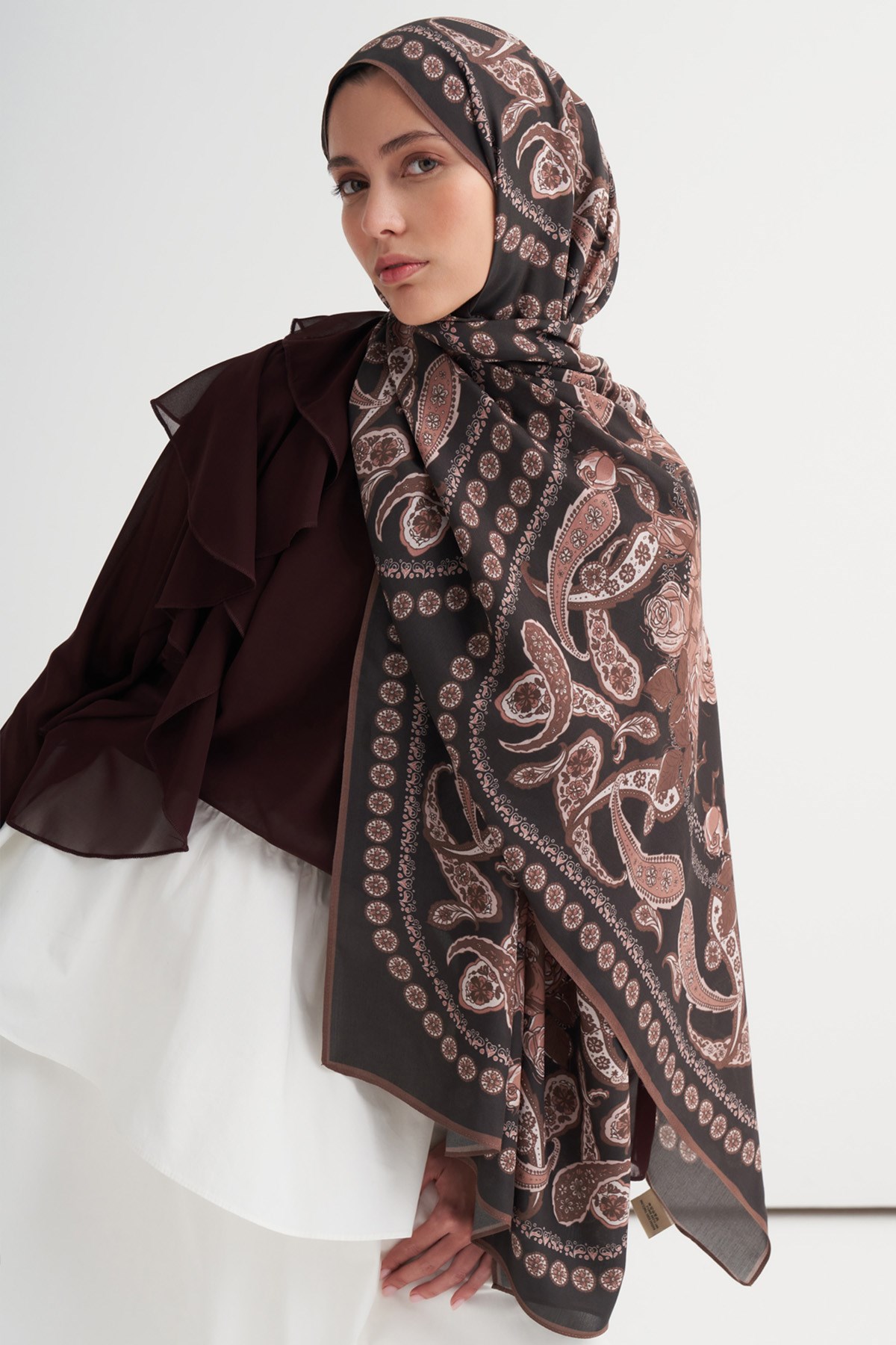 Moon Monogram Floş Şal Kahve