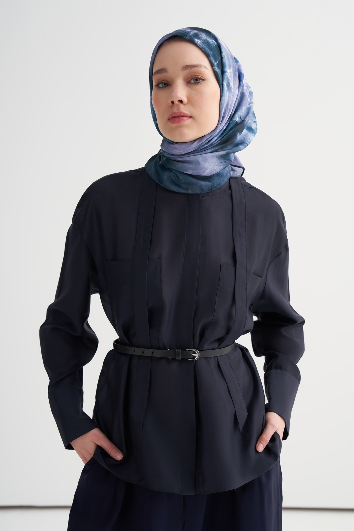 Bloomia Soft Eşarp Mavi